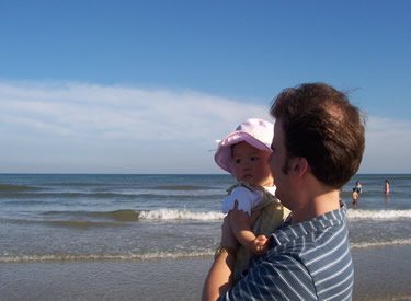 Becca with Daddy at the beach!